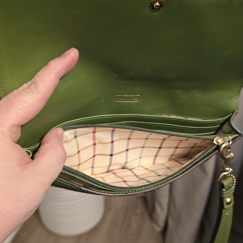 Coach Bleecker Green Patent Leather Tattersall Wristlet Wallet - Picture 11 of 11